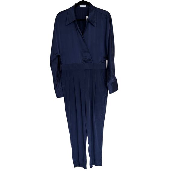 Equipment Femme Jumpsuit Carlens in Medieval Blue 100% Silk Size 10 - Picture 5 of 10